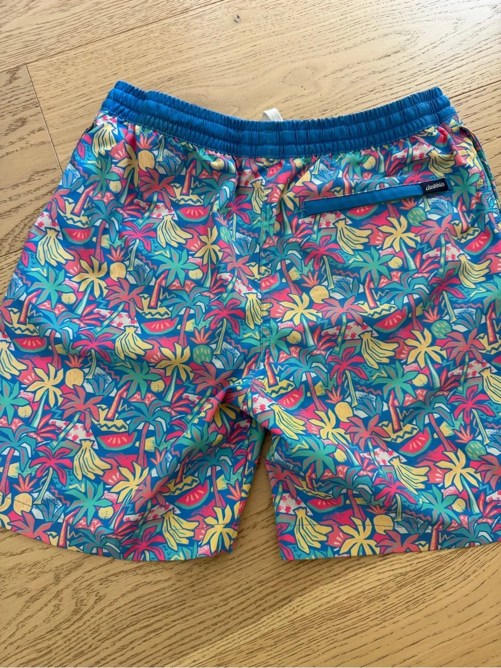 Youth Tropical Palm Print Swim Shorts - Blue